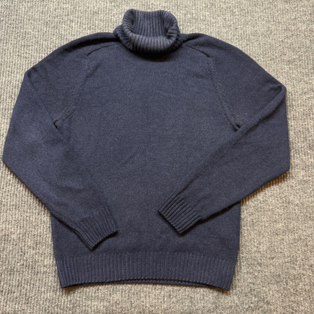 Falconeri Mens Small 100% Cashmere Navy Blue Turtleneck Sweater Luxury